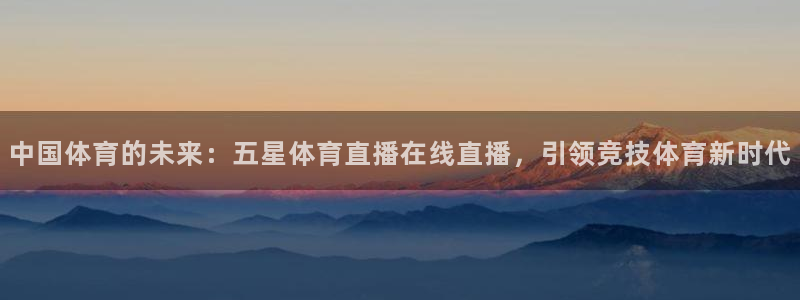 劲爆体育在线直播：中国体育的未来：五星体育直播在线直播，引领竞技体育新时代
